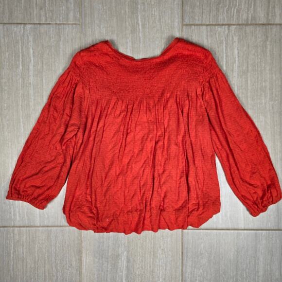 Free People Begonia Embroidered Top Blouse in Red Sz Medium - Picture 5 of 5